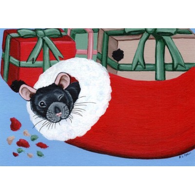 Christmas Card - Cheeky Sock Rat