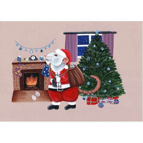 Christmas Card - Father Christmas Rat