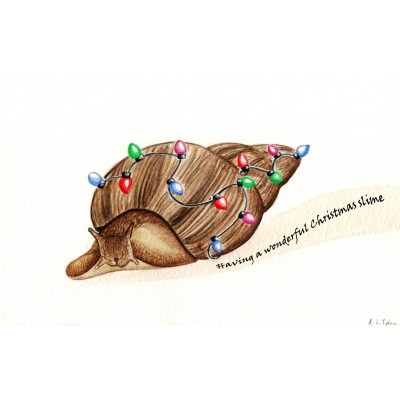 Christmas Card - Fairy Lights Snail Christmas Card - Fairy Lights Snail